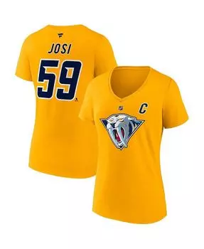 Женская фирменная желтая футболка Roman Josi Nashville Predators Special Edition 2.0 с именем и номером и v-образным вырезом Fanatics, желтый