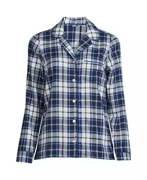 Женская фланелевая пижамная рубашка больших размеров с длинными рукавами и принтом Lands' End, мультиколор