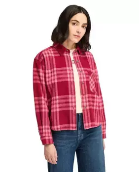 Женская фланелевая рубашка из 100% хлопка с клеткой и передним карманом Timberland, розовый