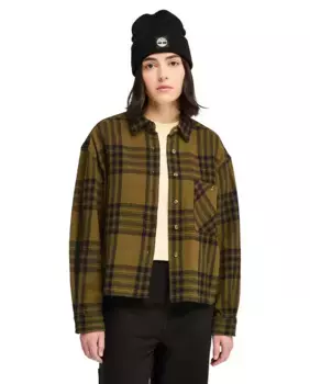 Женская фланелевая рубашка из 100% хлопка с клеткой и передним карманом Timberland, цвет Verde Militar
