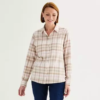 Женская фланелевая рубашка в клетку Croft & Barrow Extra Soft, цвет Pink Color Plaid