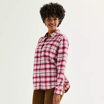 Женская фланелевая рубашка в клетку Croft & Barrow Extra Soft, цвет Rose Wish Plaid
