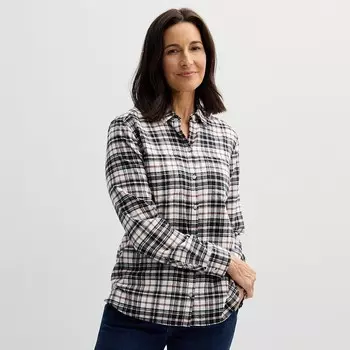 Женская фланелевая рубашка в клетку Croft & Barrow Extra Soft, цвет White Festive Plaid