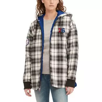 Женская фланелевая толстовка с молнией во всю длину Tommy Jeans Philadelphia 76ers Molly черного/кремового цвета