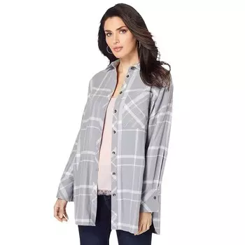 Женская фланелевая туника больших размеров Roaman's, цвет Gunmetal Plaid
