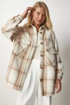 Женская флисовая куртка-рубашка кремового цвета Lumberjack Happiness Istanbul, бежевый