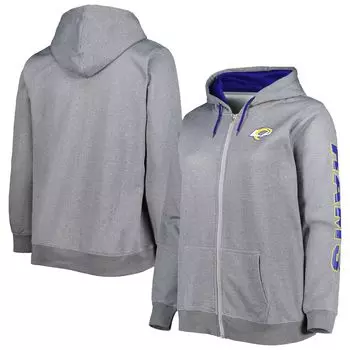 Женская флисовая куртка с капюшоном на молнии во всю длину Los Angeles Rams Heather Charcoal Fanatics