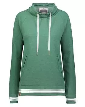 Женская флисовая толстовка All-American с воротником-воронкой Holloway, цвет dark green heather/ white