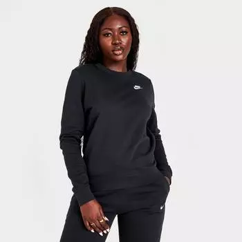 Женская флисовая толстовка с круглым вырезом Nike Sportswear Club, черный
