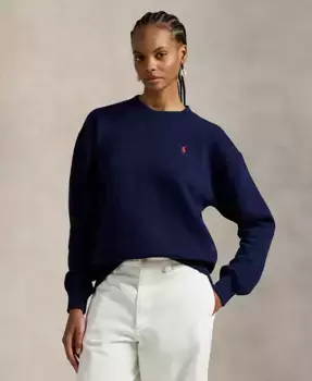 Женская флисовая толстовка с круглым вырезом Polo Ralph Lauren, синий