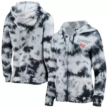 Женская флисовая толстовка с молнией во всю длину New Era Black Tampa Bay Buccaneers Tie-Dye New Era