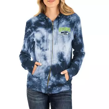 Женская флисовая толстовка с молнией во всю длину New Era College Seattle Seahawks Tie Dye New Era