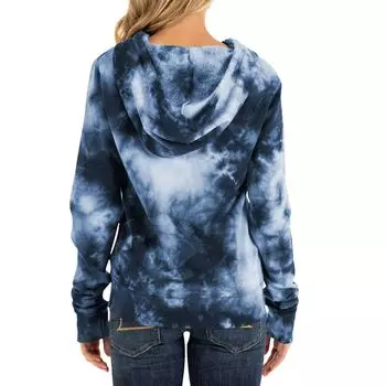 Женская флисовая толстовка с молнией во всю длину New Era Navy New England Patriots Tie Dye New Era