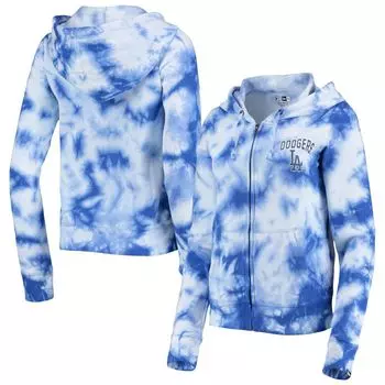 Женская флисовая толстовка с молнией во всю длину New Era Royal Los Angeles Dodgers Tie-Dye New Era