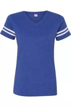 Женская футбольная футболка LAT с V-образным вырезом и тонкой джерси, цвет vintage royal/ white