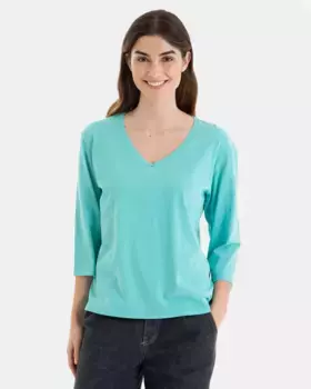 Женская футболка 100% хлопок с рукавом 3/4 Massana, бирюзовый