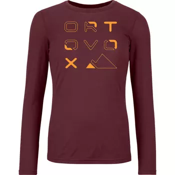 Женская футболка 185 Merino Brand Outline с длинным рукавом Ortovox, красный