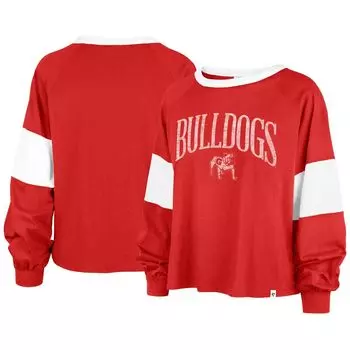 Женская футболка '47 Red Georgia Bulldogs Upside Rhea Raglan с длинным рукавом