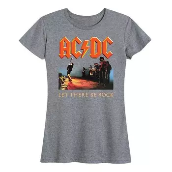 Женская футболка ACDC Let There Be Rock с рисунком Licensed Character, цвет Heather Gray