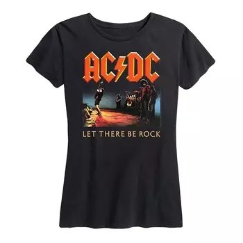 Женская футболка ACDC Let There Be Rock с рисунком Licensed Character, черный
