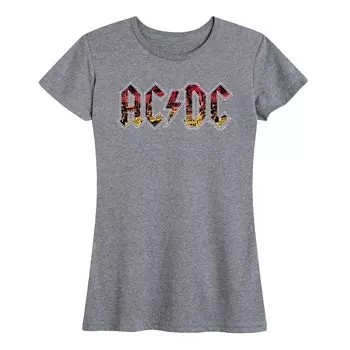 Женская футболка ACDC с текстурой и графическим рисунком Licensed Character, цвет Heather Gray