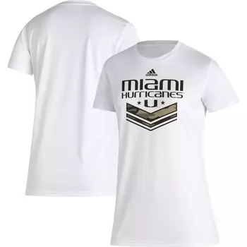 Женская футболка adidas White Miami Hurricanes Military Appreciation AEROREADY adidas
