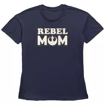 Женская футболка базового кроя с рисунком Star Wars Rebel Mom Licensed Character, темно-синий
