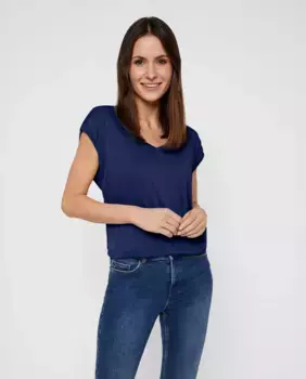 Женская футболка базового модала с коротким рукавом Pieces, синий