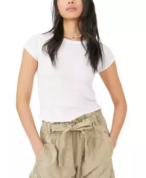 Женская футболка Be My Baby с краем "салат" Free People, белый