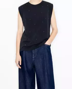 Женская футболка без рукавов с отделкой из камней Bimba y Lola, черный