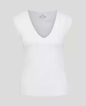 Женская футболка без рукавов с V-образным вырезом Easy Wear, бело-черный