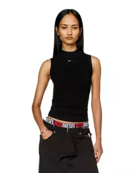 Женская футболка без рукавов с высоким воротом Diesel, черный