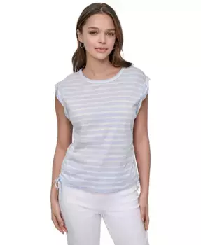 Женская футболка без рукавов с завязками по бокам и сборками DKNY Jeans, синий