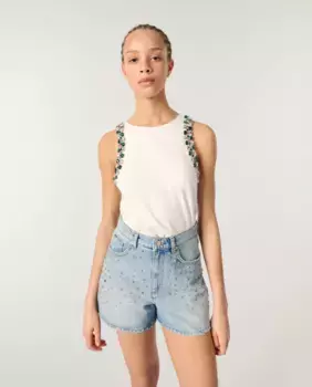 Женская футболка без рукавов со стразами Maje, белый