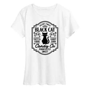 Женская футболка Black Cat Candy Co на Хэллоуин Licensed Character, белый