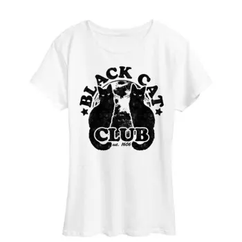 Женская футболка Black Cat Club на Хэллоуин Licensed Character, белый