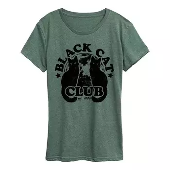 Женская футболка Black Cat Club на Хэллоуин Licensed Character, зеленый
