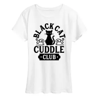 Женская футболка Black Cat Cuddle Club на Хэллоуин Licensed Character, белый