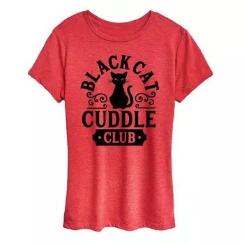 Женская футболка Black Cat Cuddle Club на Хэллоуин Licensed Character, красный