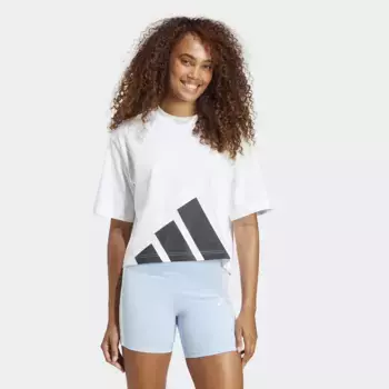 Женская футболка бойфренда Adidas Essentials с большим логотипом, белый