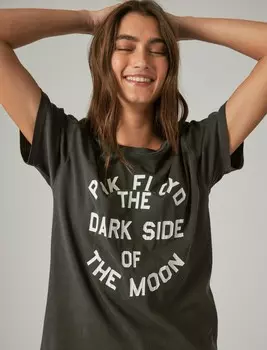 Женская футболка бойфренда Lucky Brand Pink Floyd Word Circle, черный