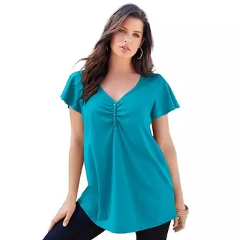 Женская футболка больших размеров Roaman с развевающимися рукавами Sweetheart Ultimate Roaman's, цвет Deep Turquoise