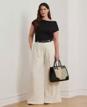 Женская футболка больших размеров с асимметричным вырезом Lauren Ralph Lauren, черный