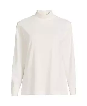 Женская футболка больших размеров с длинным рукавом Super T Mock Lands' End, слоновая кость/кремовый