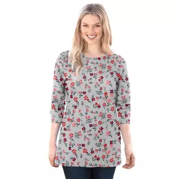 Женская футболка больших размеров с идеальным принтом и круглым вырезом с длинными рукавами для женщин Woman Within, цвет Heather Grey Red