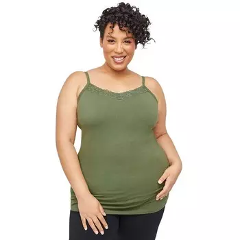 Женская футболка больших размеров с кружевом Catherines Plus Size Petite Suprema, цвет Clover Green