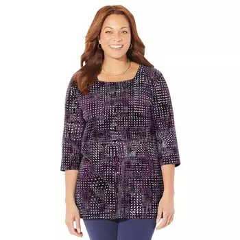 Женская футболка больших размеров с квадратным вырезом и удобным кроемCatherines, цвет Berry Pink Dots