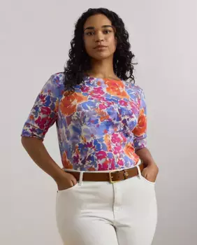 Женская футболка больших размеров с принтом Lauren Ralph Lauren Woman, мультиколор