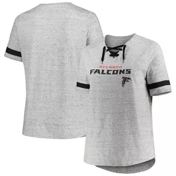 Женская футболка больших размеров с v-образным вырезом на шнуровке Atlanta Falcons Heather Grey