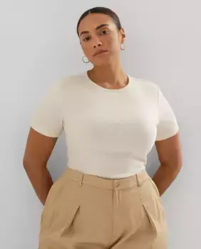 Женская футболка большого размера из эластичного хлопка Lauren Ralph Lauren, цвет Natural